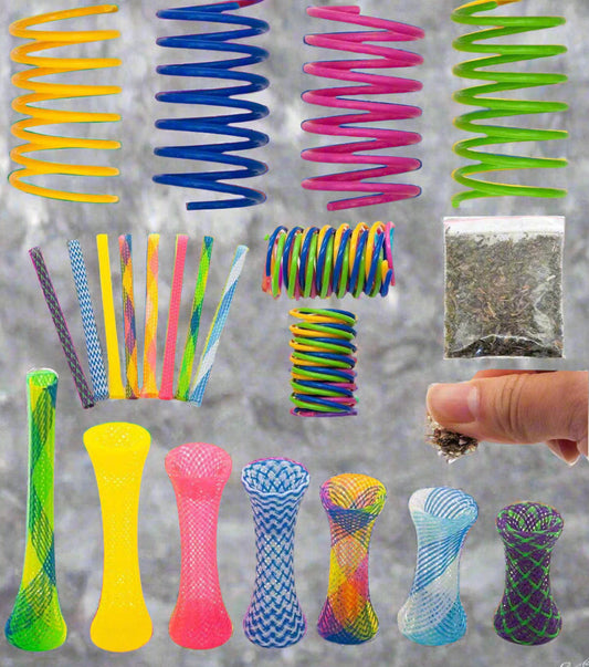 49 PCS Cat Spring Toy for Kitten Catnip Bag Mesh Tubes Spring Cat Toy Bulk