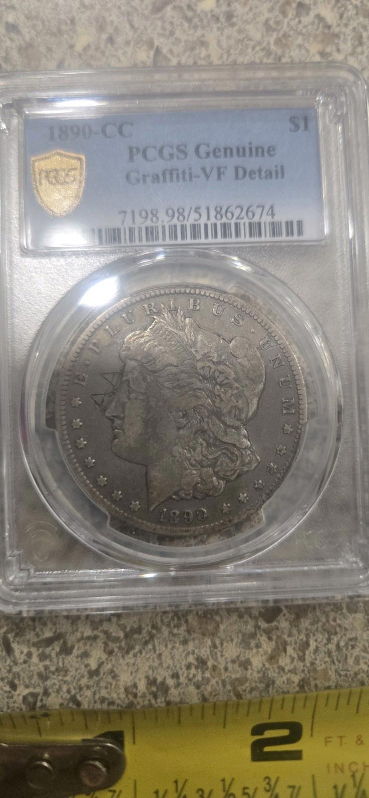 1890-CC 1 Morgan Silver Dollar PCGS Genuine Coin Bullion Authenticated Liberty Head Eagle