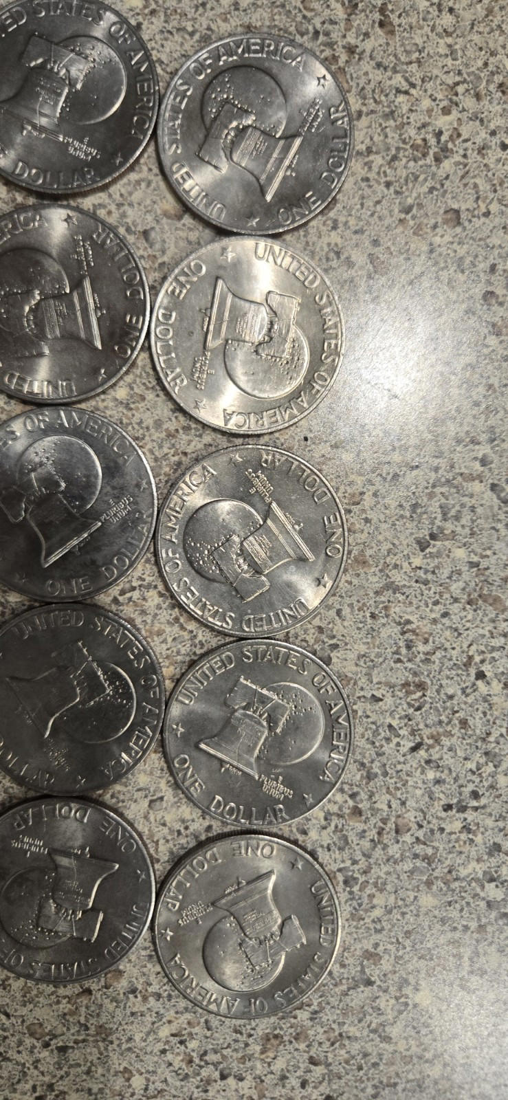 Lot of 20 Eisenhower One Dollar Coins, 1976 P & D Type 2, Circulated