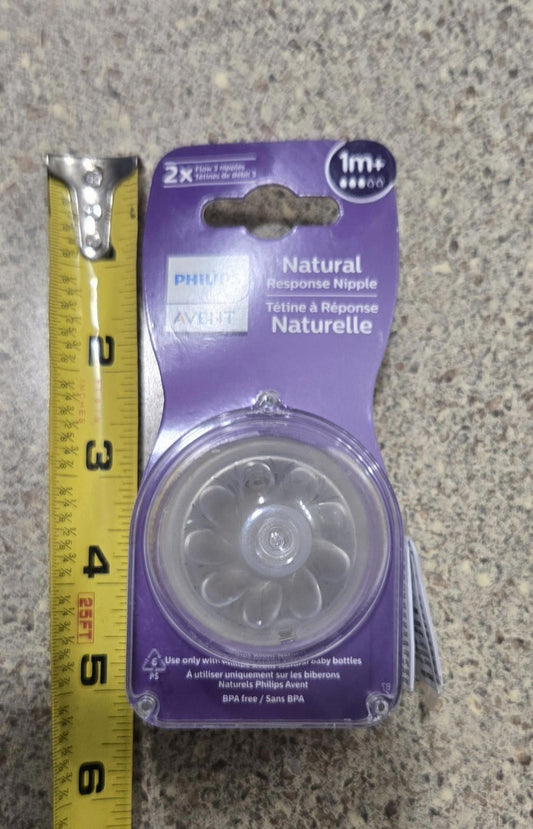 Philips Avent Natural Baby Bottle Nipple Slow Flow Nipple 1M+ BPA Free 2pk