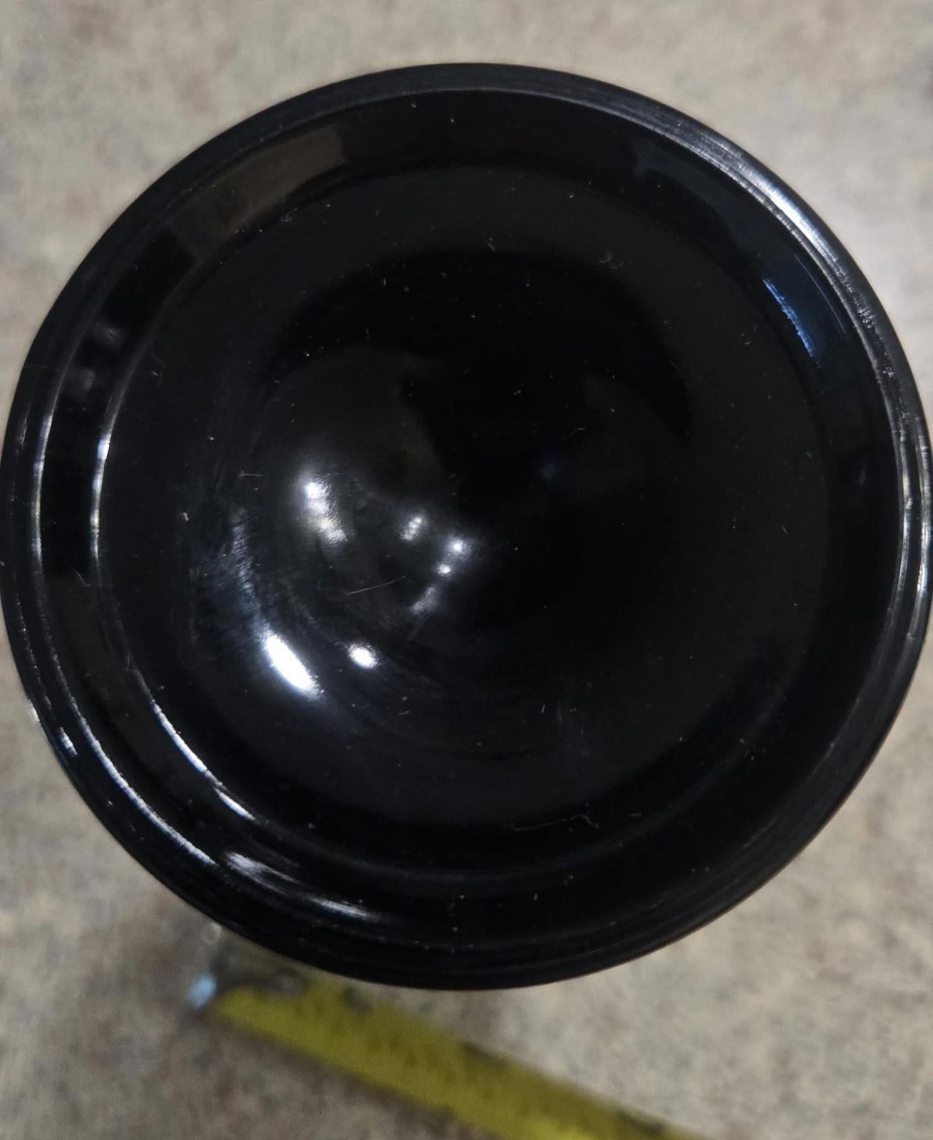 1940 Black Amethyst Glass Bud Vase With Sterling Silver Overlay Floral Pattern