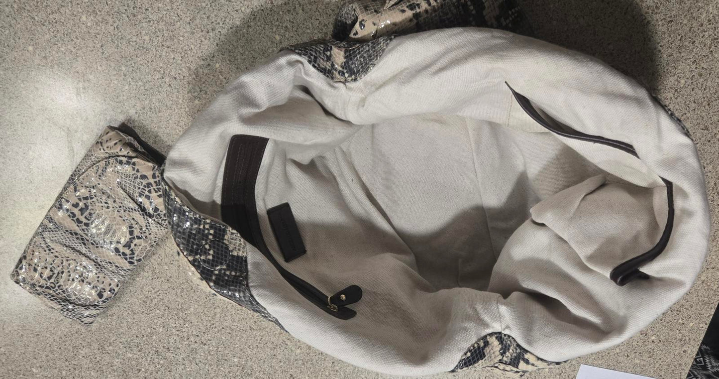 Antonio Melanin Faux Snake Skin Purse w/ Removable Matching Wallet & Storage Bag