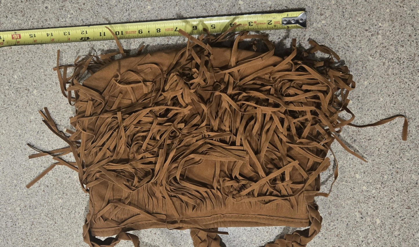 Faux Leather Woman Purse Country Western With Tassel And Adjustable Buckle Strap