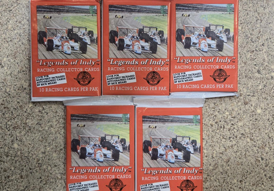 5 Unopened Factory Sealed Packs 1992 Legends Of Indy Racing Collector Cards