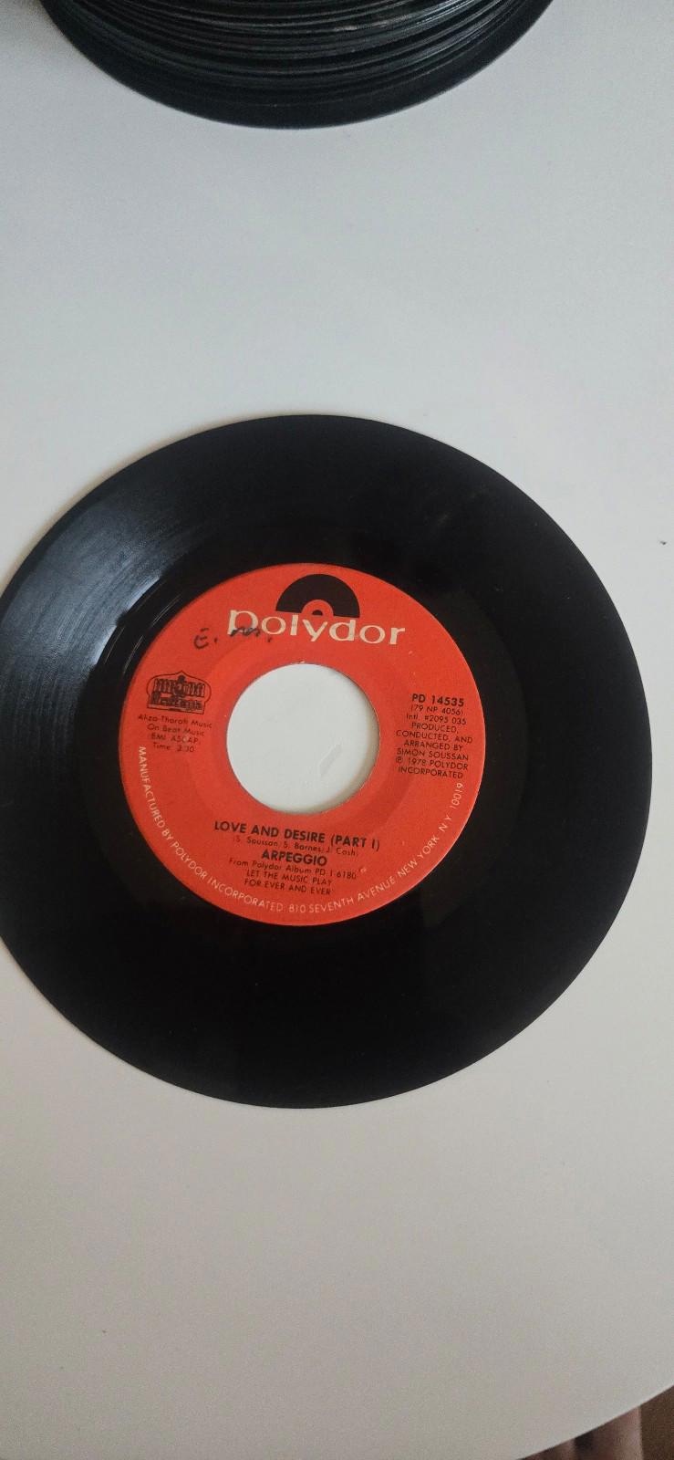 7-inch 45 RPM Vinyl Record "Love and Desire Part I & 2" Arpeggio