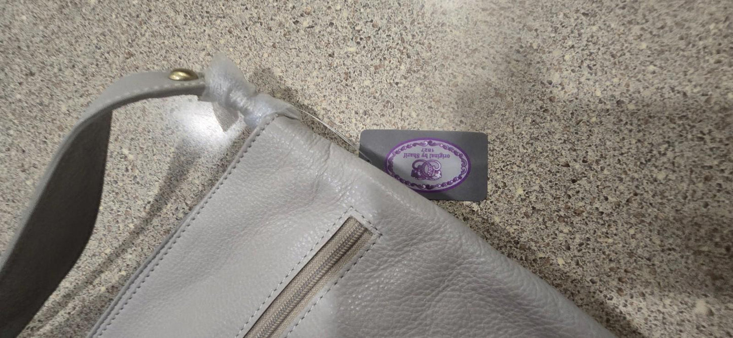 Grey Sharif Bag With Black Heart Wallet Leopard Print Fabric Inside