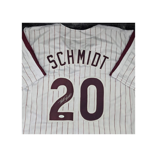 Autographed Mike Schmidt Philadelphia Pinstriped Baseball Jersey With COA