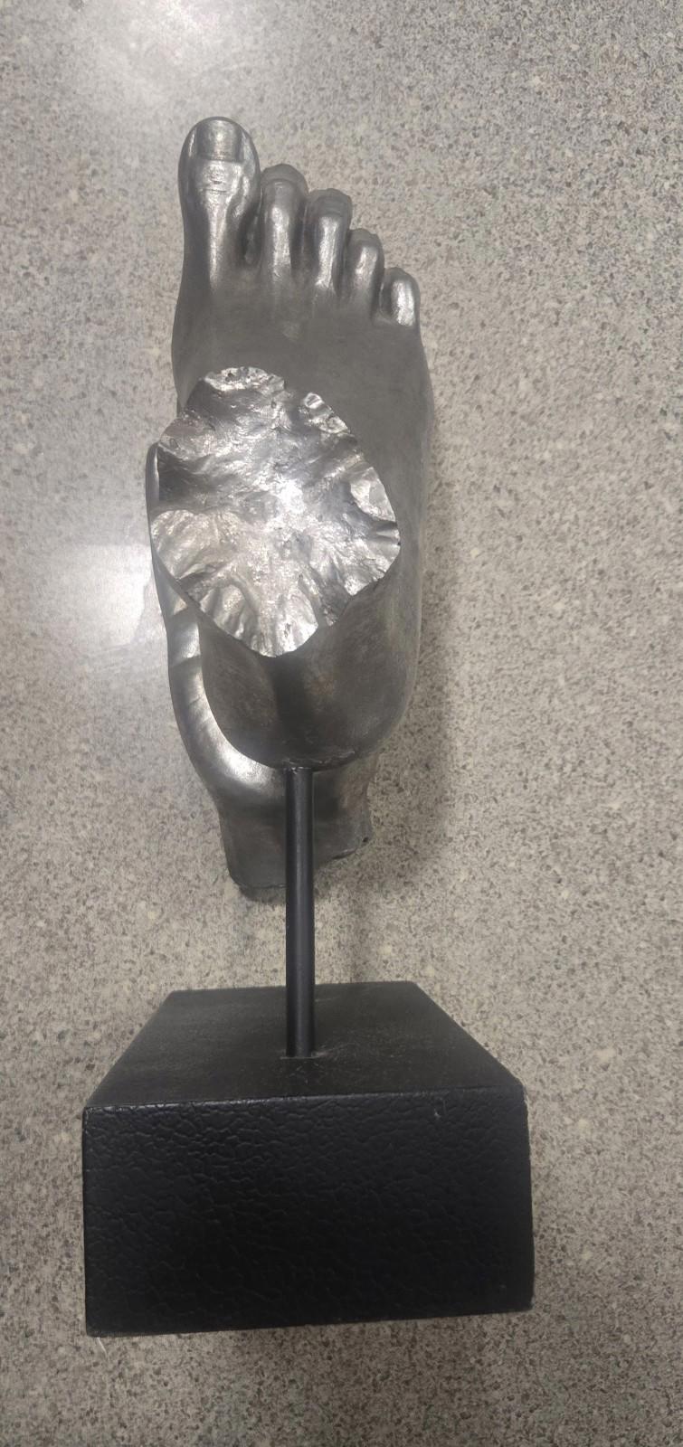 Unique Vitruvian Hand Tickling Foot With Feather Modernistic Sculpture