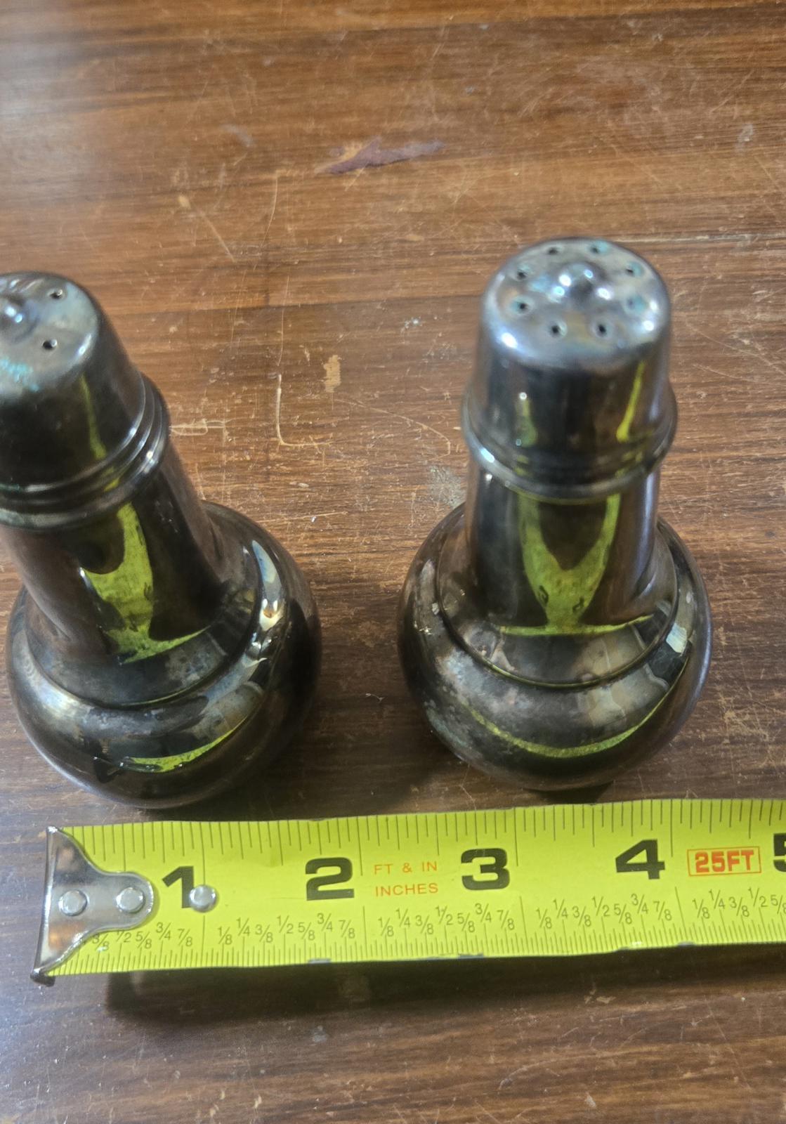 Vintage Silver Plated Metal Salt and Pepper Shakers