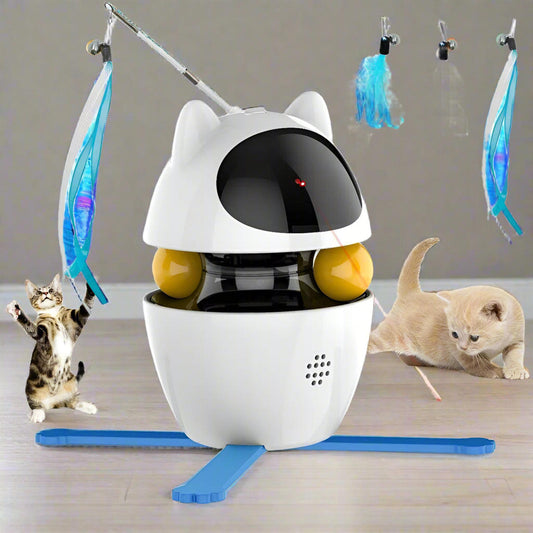 Automatic Cat Toy Interactive, 3 in 1 Cat Interactive Laser Feather Toy