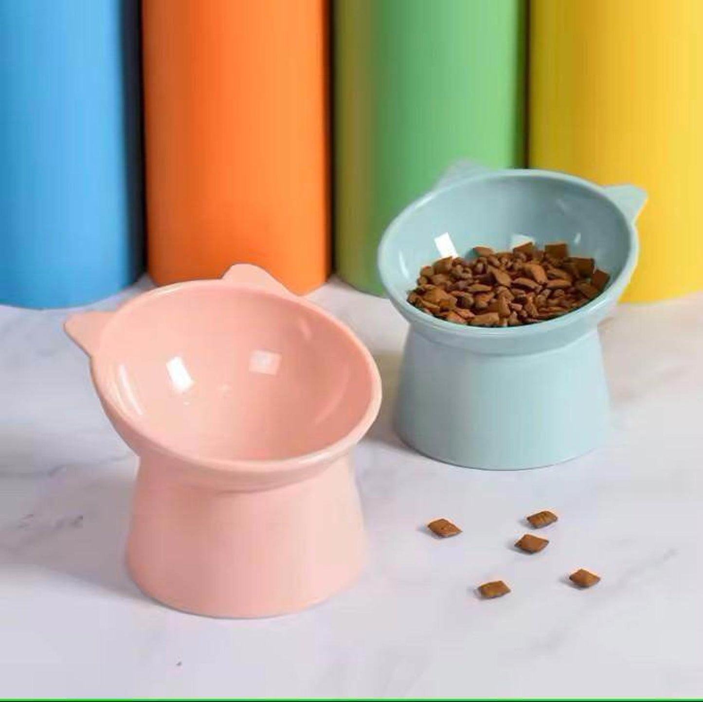 2-Piece Raised Stand Pet Bowl Set for Cats and Dogs