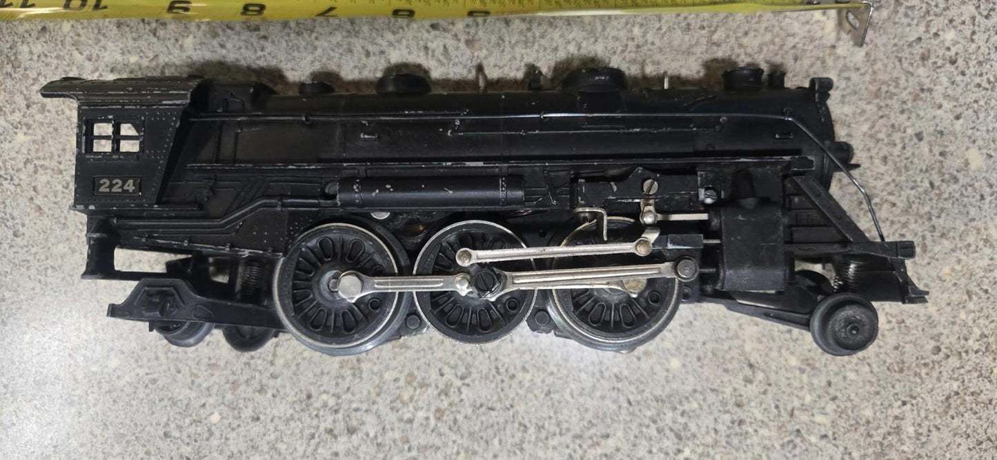 Post War Lionel Steam Locomotive # 224 Model Train W/ Whistle Coal Tinder 2466w