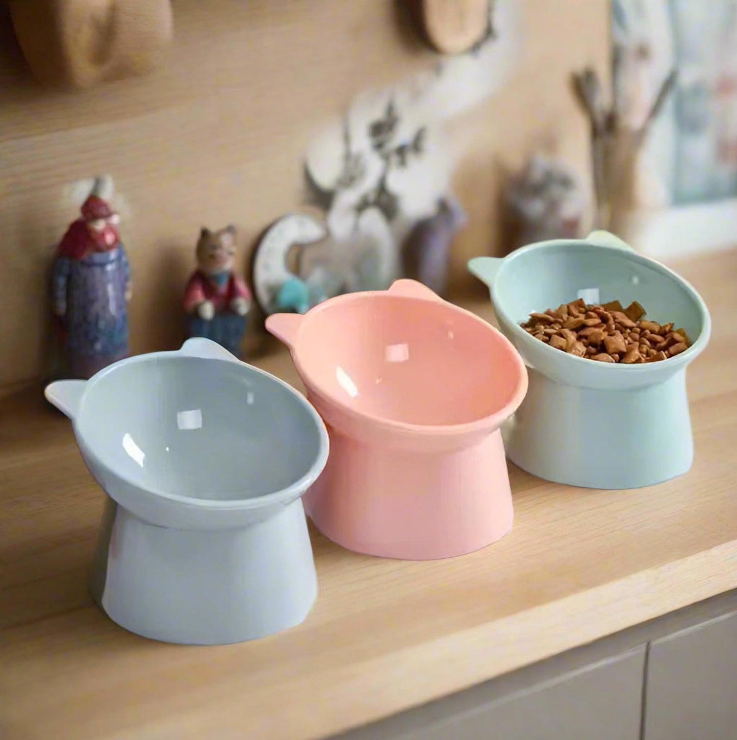 2-Piece Raised Stand Pet Bowl Set for Cats and Dogs