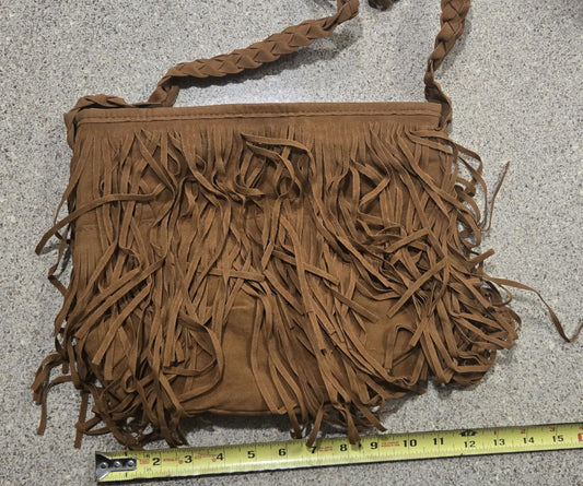 Faux Leather Woman Purse Country Western With Tassel And Adjustable Buckle Strap