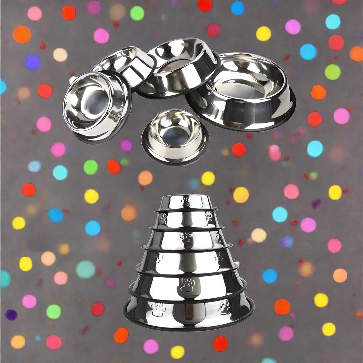 2 pc Stainless Steel Dog And Cat Food And Water Bowl Non Slip Base