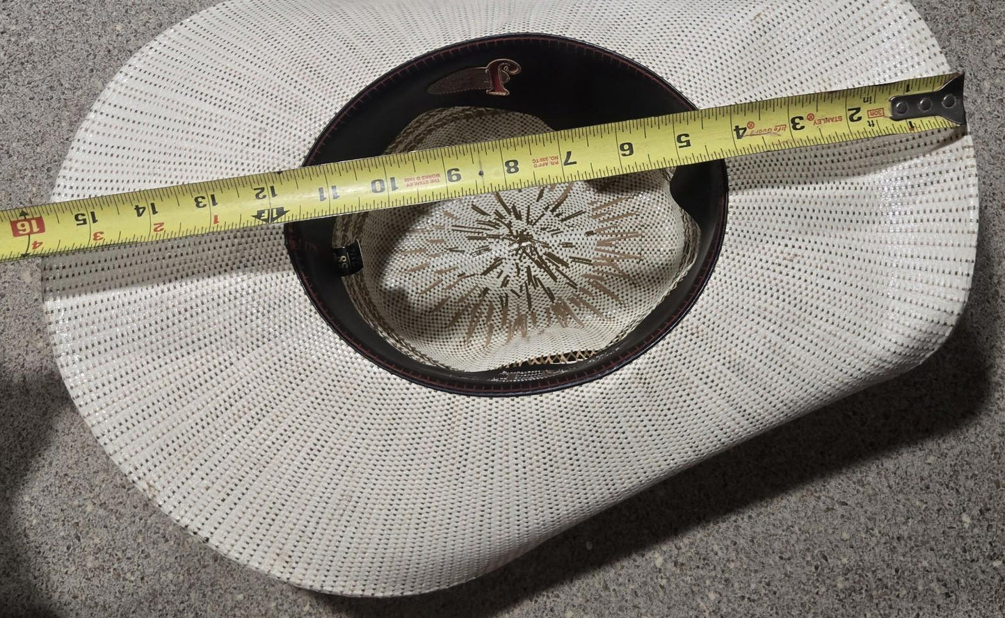 Justin Bent Rail Blaine Ivory & Brown Straw Wire Brimmed Cowboy Hat 58-7 1/4