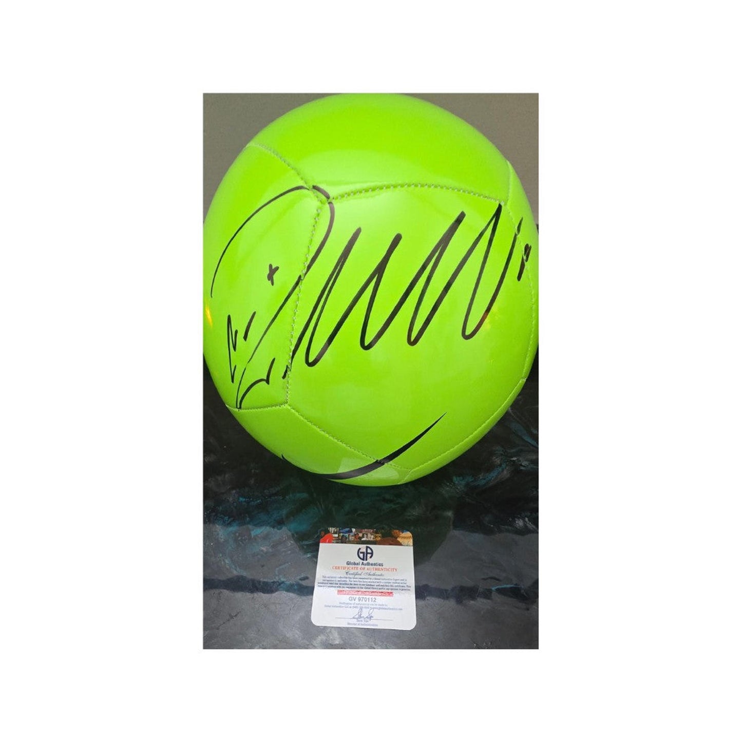 Cristiano Ronaldo Al-Nassr Autographed Green Nike Soccer Ball coa