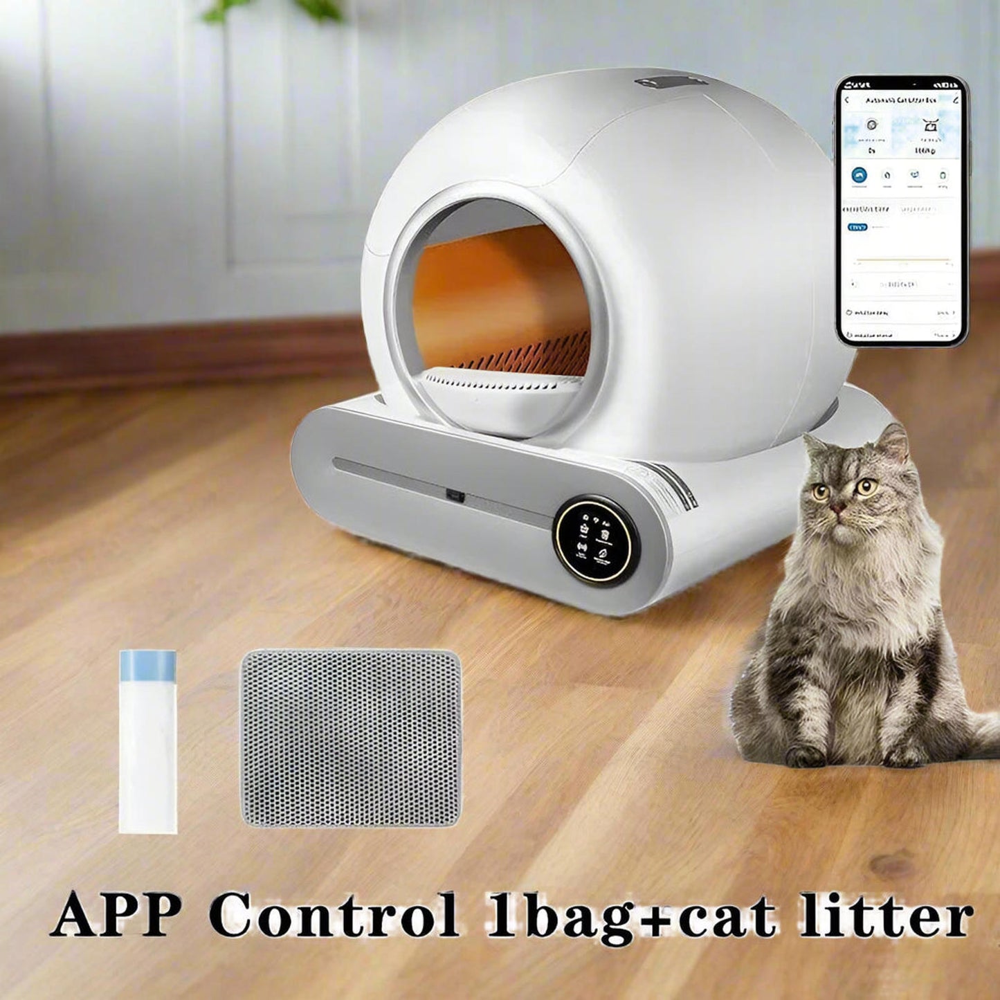Auto Health Monitoring Ionic Smart Cat Litter Box Multi Lingual Self Cleaning