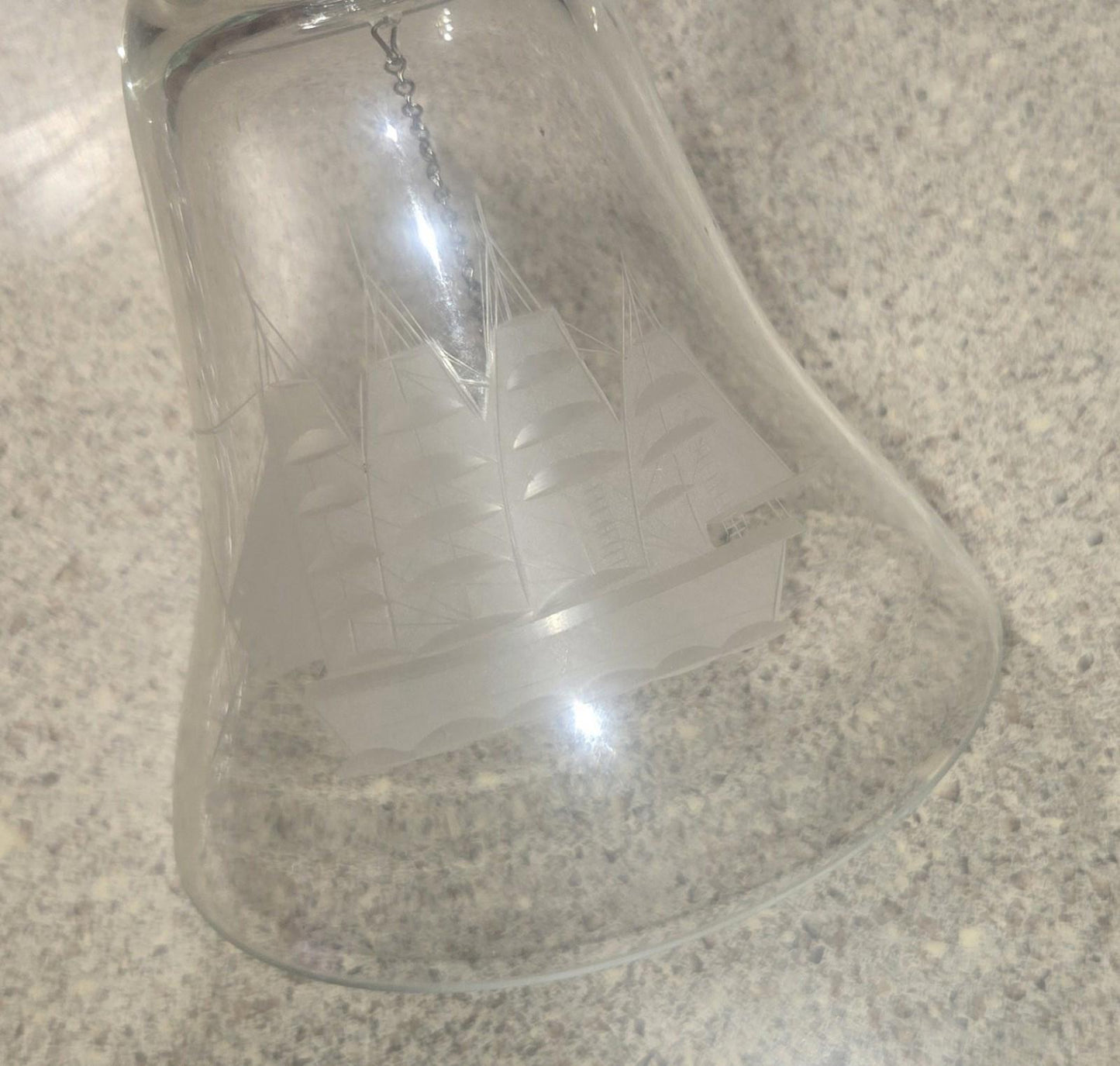 Large Maybe Crystal Bell Pirate Ship Etched Bell