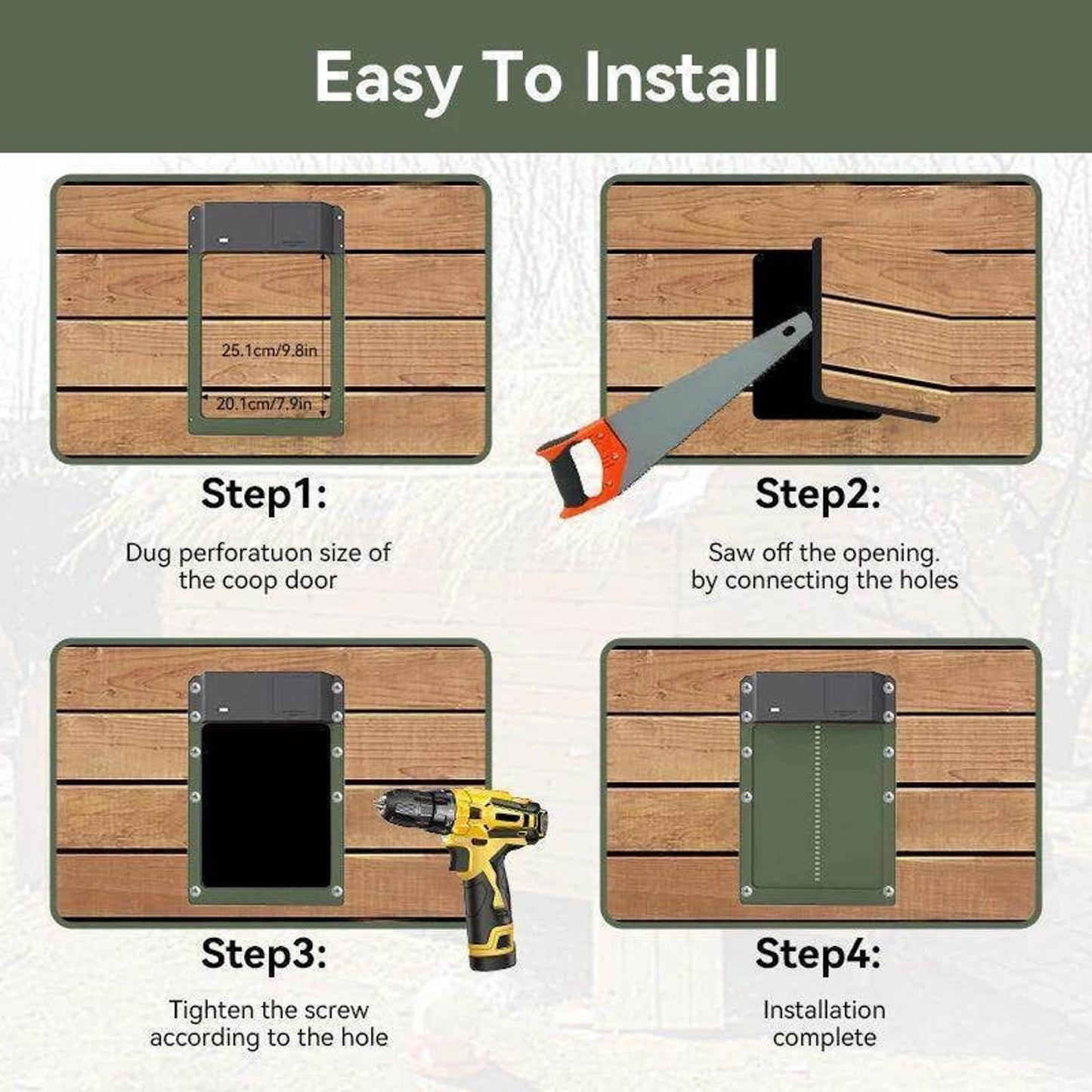 Auto Chicken Coop Door Opener Battery Powered Light Sense Control Waterproof Pet