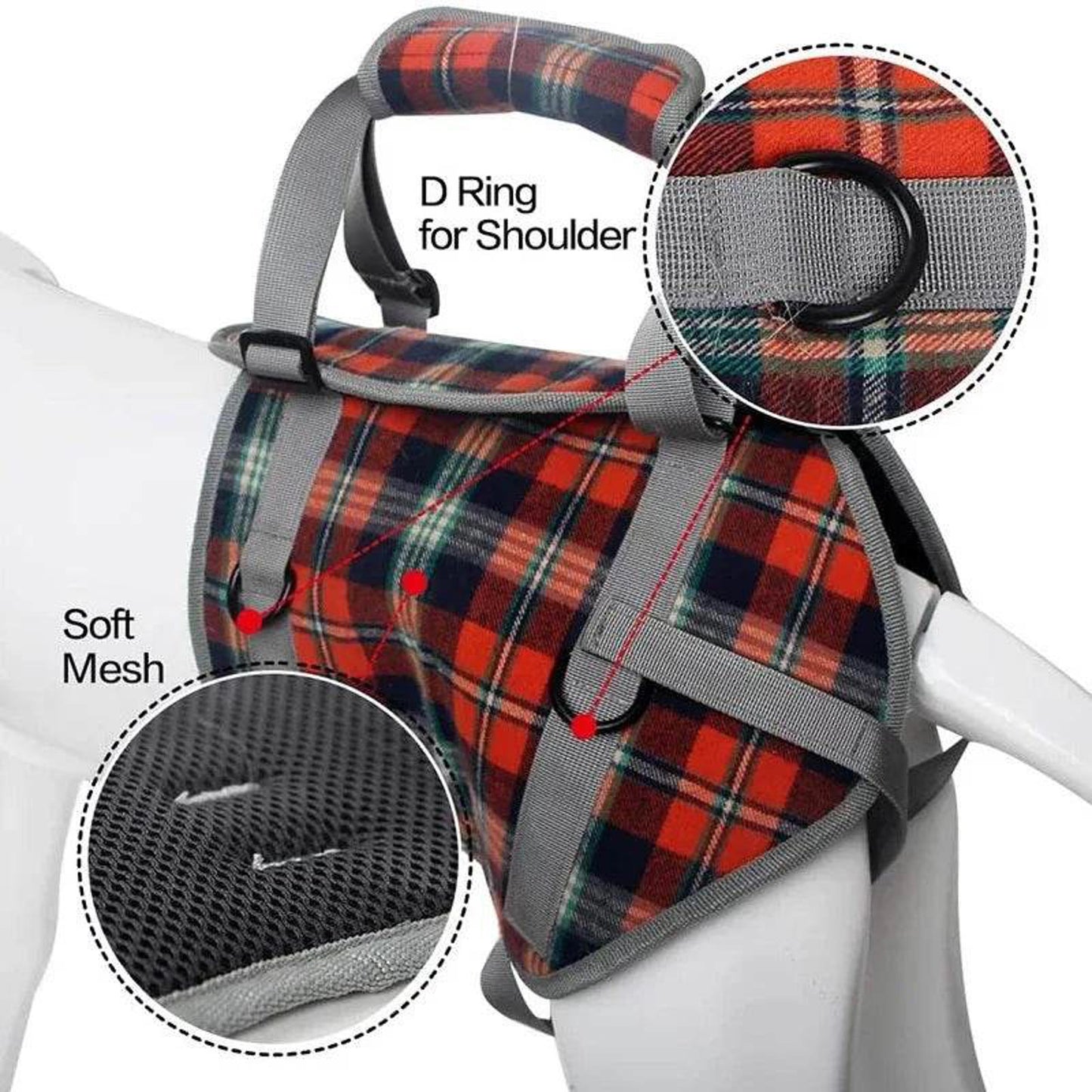 Adjustable Dog Support Harness for Front and Rear Legs Lifting Rehabilitation