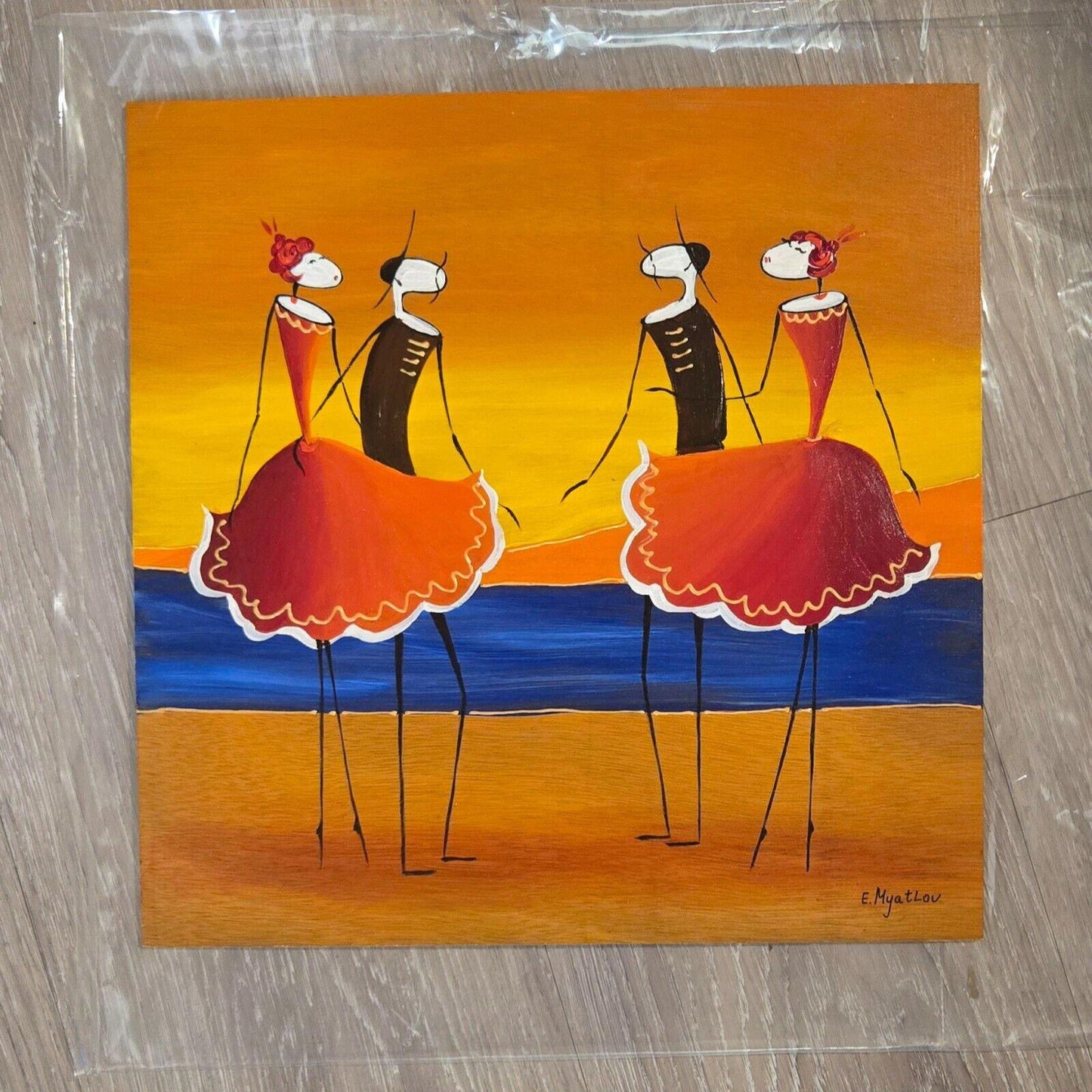 Original Painting Oil on Wood Panel by Ester Myatlov Hand Signed with LoA Coa