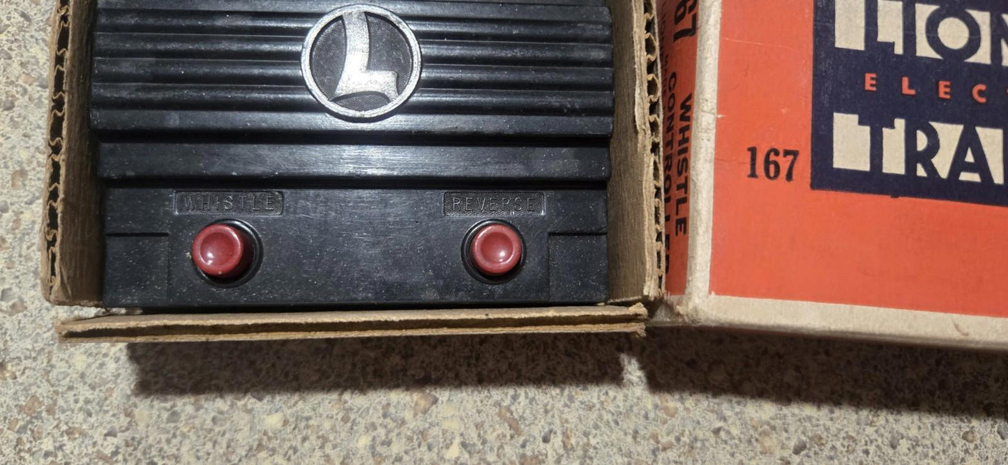 Vintage Lionel Trains O Scale #167 Whistle Controller Made In Usa With Box Black O Guage