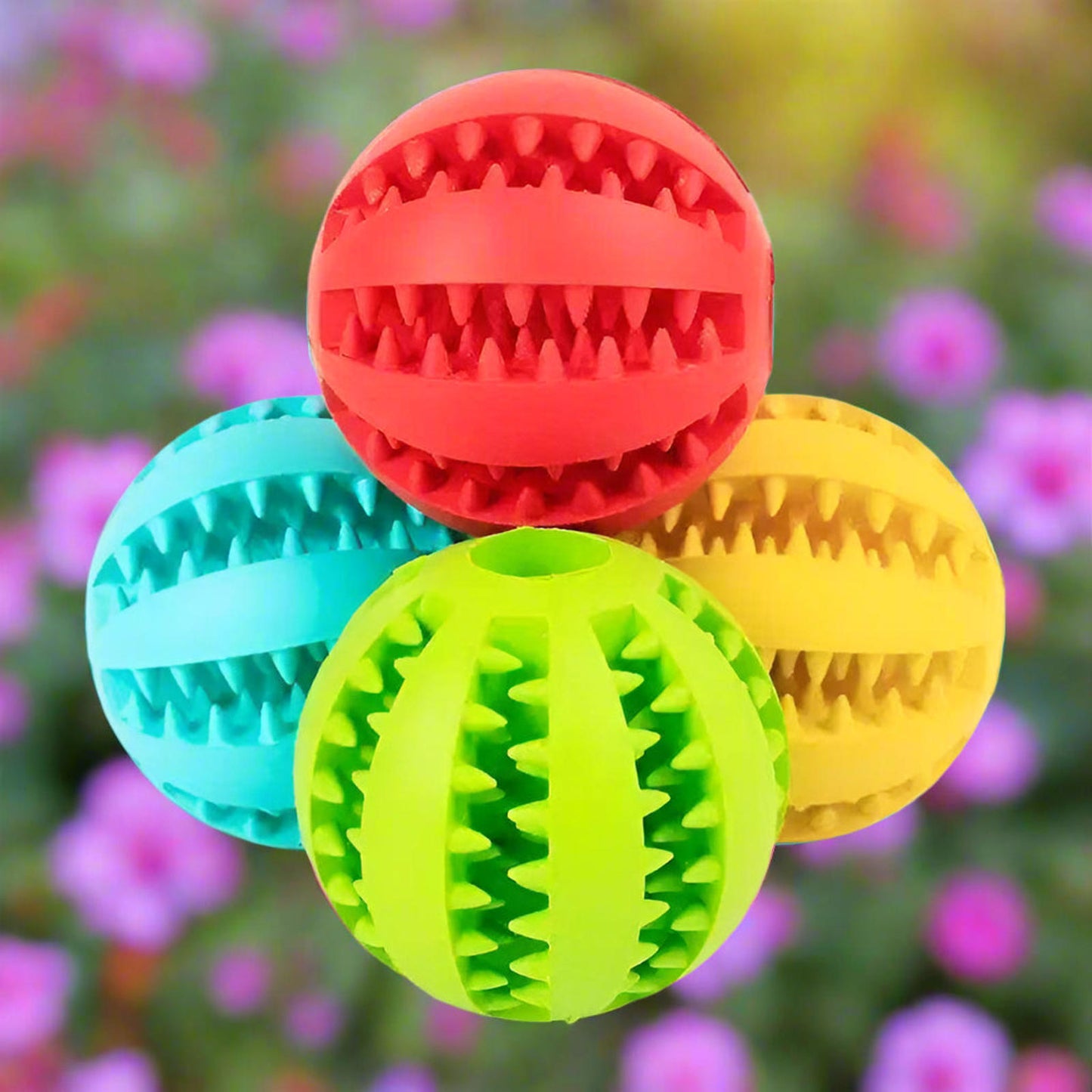 2pc Treat Feeder Tooth Cleaning Bite Resistant Rubber Chew Ball Toy