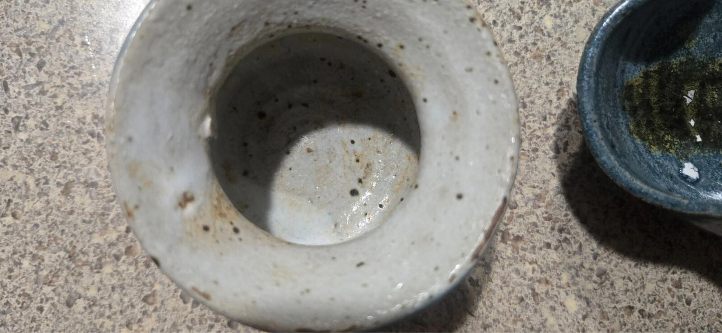 Handmade Clay Ceramic North Carolina Pottery Blue Speckled brown