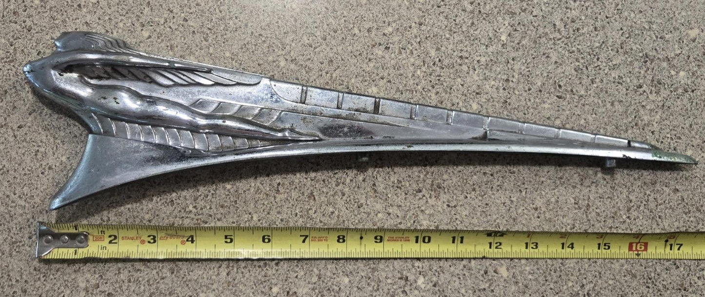VTG Art Deco DeSoto Metallic Hood Ornament 1940's Lady Goddess 9762185424 & Base