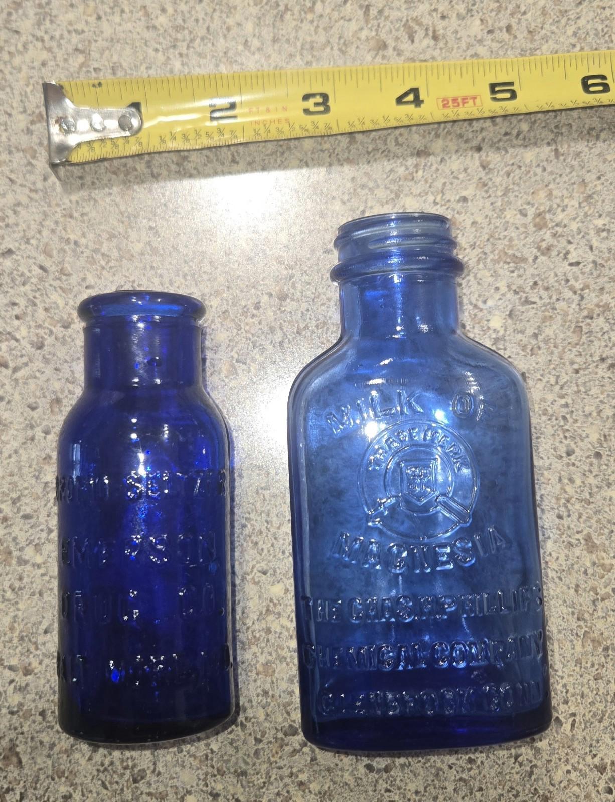 3 PCs Vtg Early 20th Century Bottles Listerine, Milk Of Magnesia, Bromo Seltzer