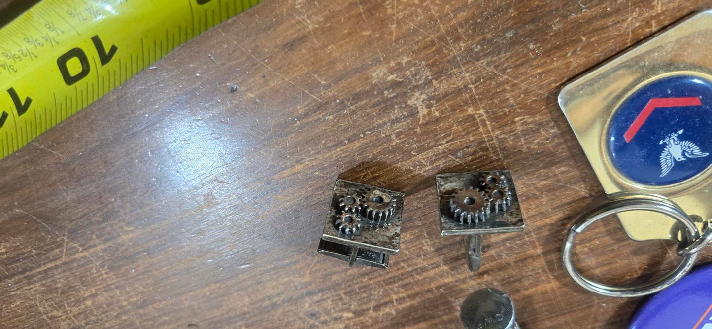 Vintage Mixed Collectible Pins, Keychains, Cuff Links, Ash Tray, Political.  Lot