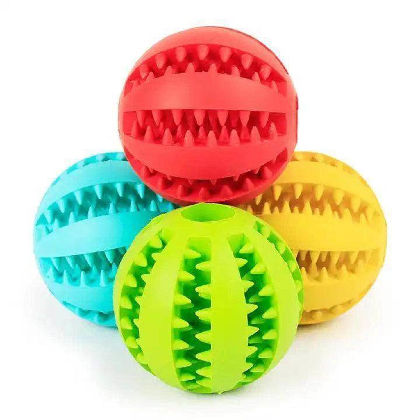 2pc Treat Feeder Tooth Cleaning Bite Resistant Rubber Chew Ball Toy