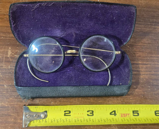 Antique 1920's Bausch & Lomb "Artshel" Aristocrat spectacles Gold Filled w/ Case