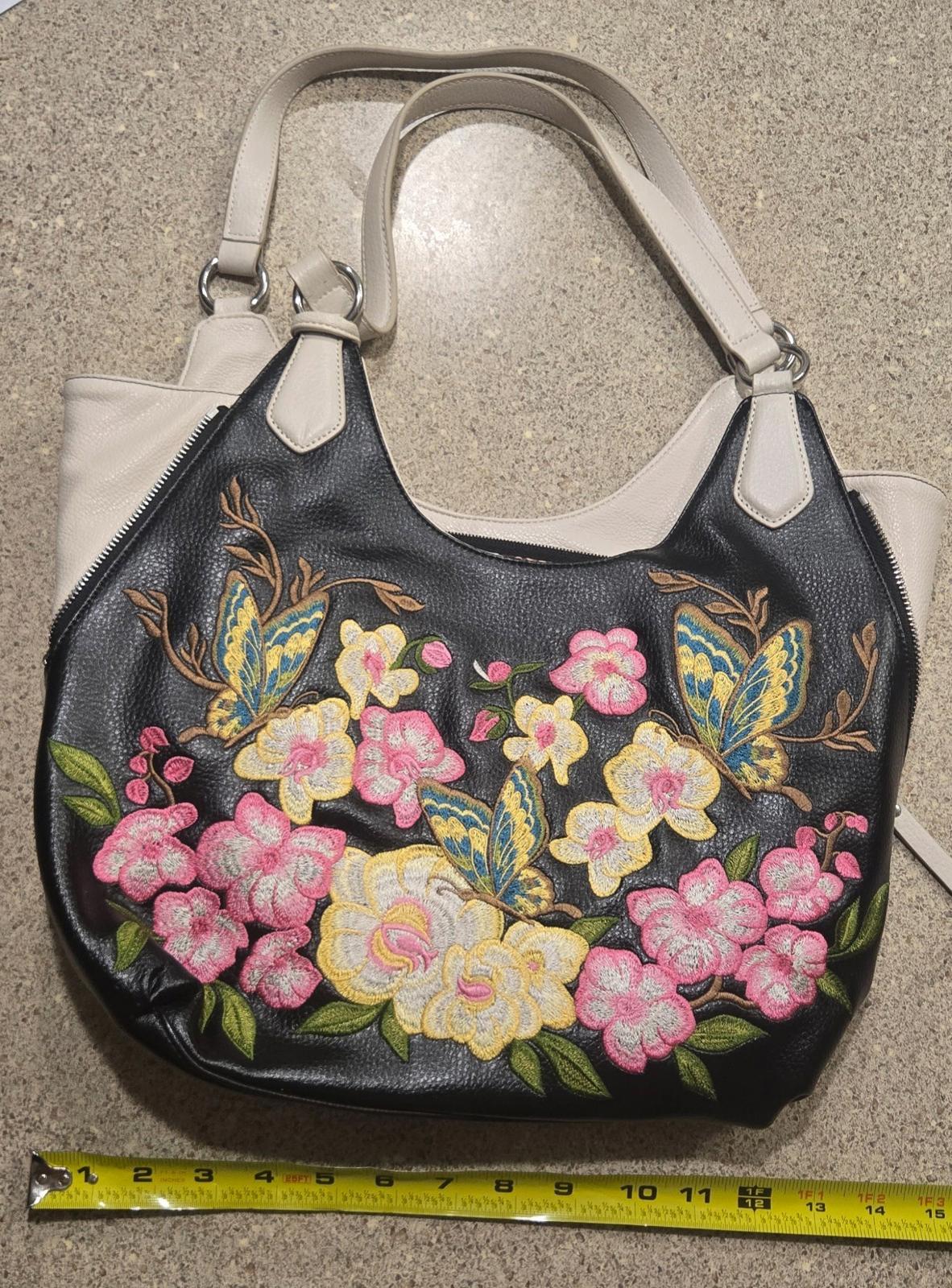 Embroidered Hand Made Black & Cream Sharif Purse with Wallet