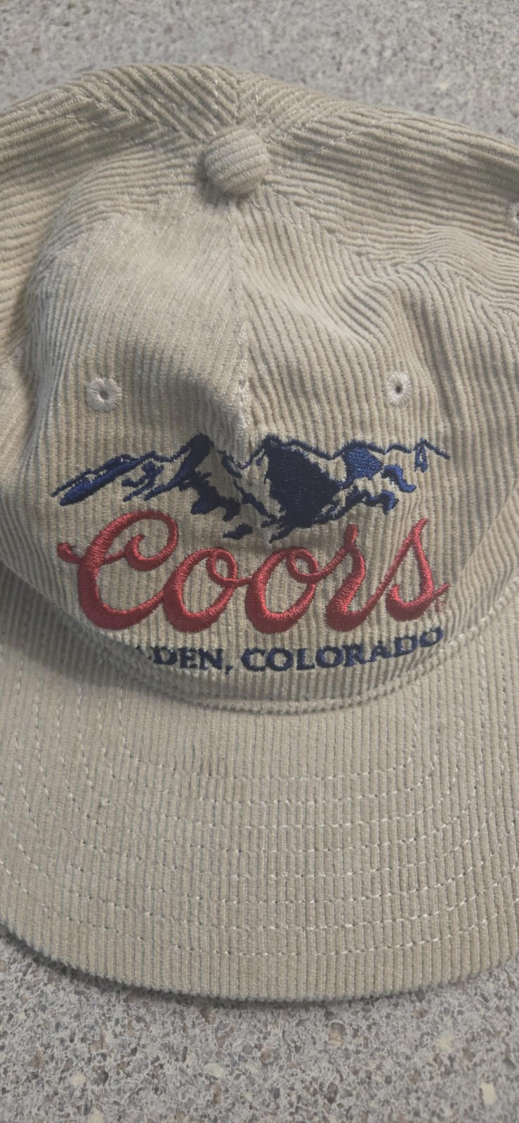 Coors Beer Alcholiania Men's Tan Snapback Cotton Corduroy Billed Hat