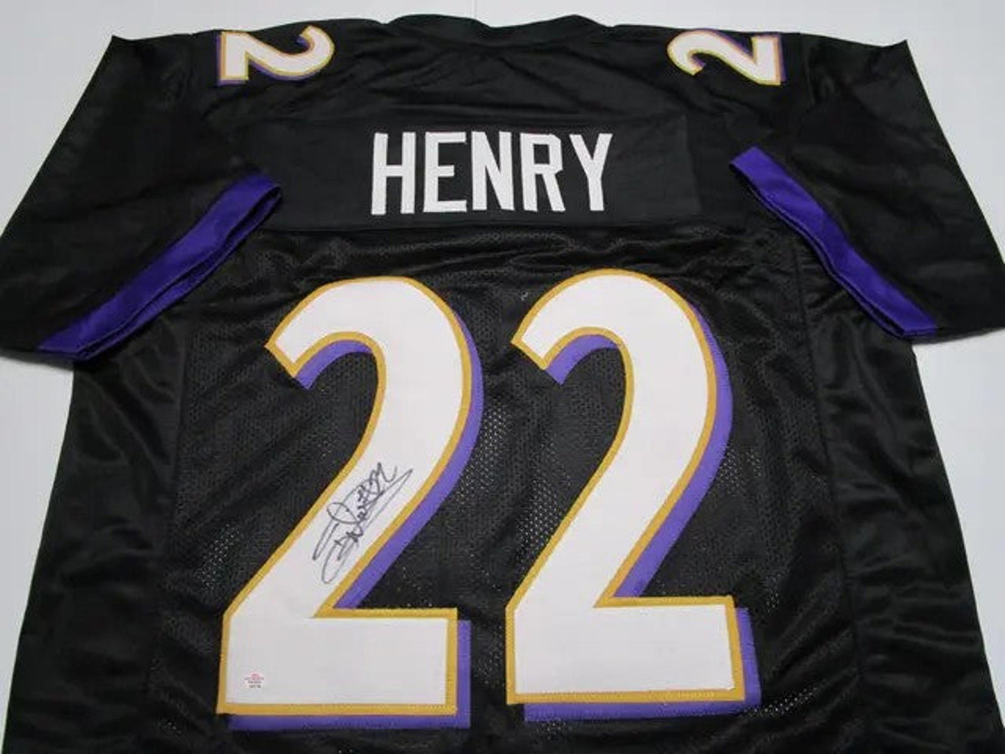Derrick Henry of the Baltimore Ravens autographed football jersey COA