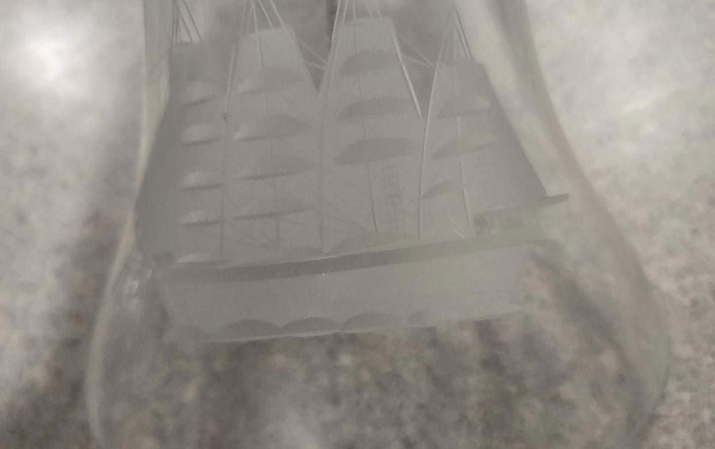 Large Maybe Crystal Bell Pirate Ship Etched Bell