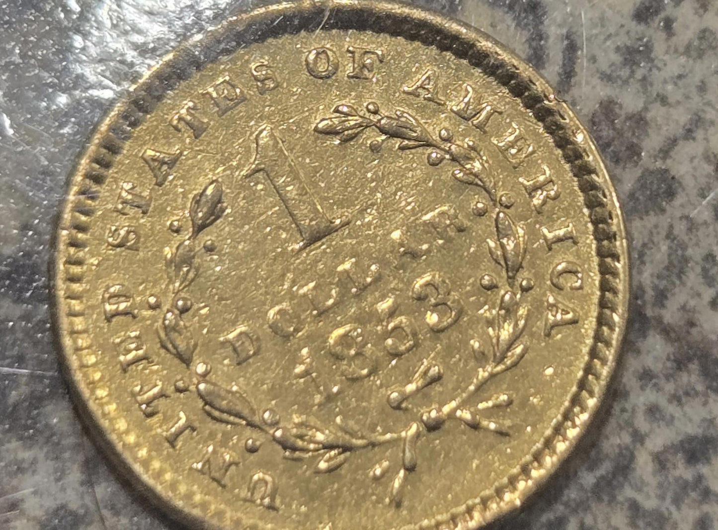 Gold 1853-P Type 1 Liberty Head Gold Dollar Coin Currency Bullion Antique Collec