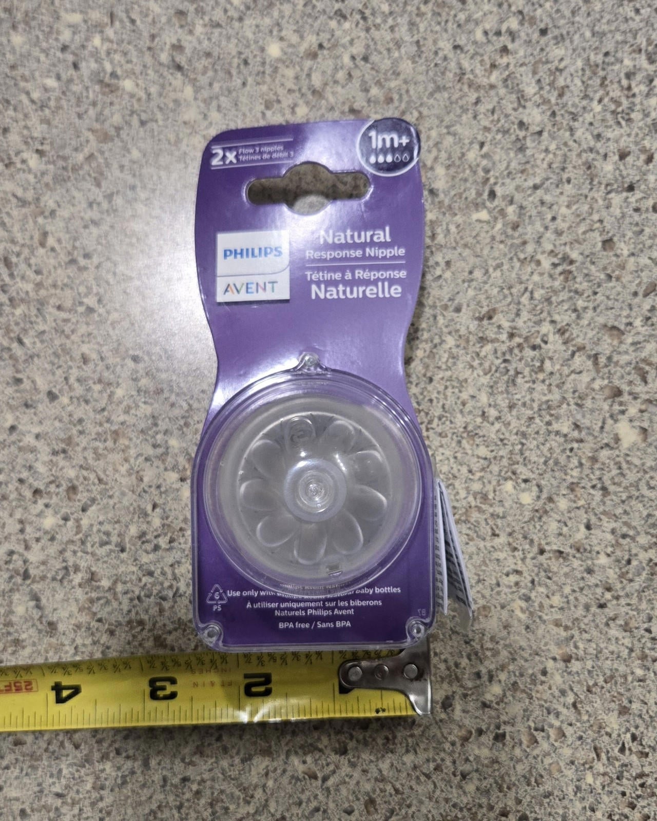 Philips Avent Natural Baby Bottle Nipple Slow Flow Nipple 1M+ BPA Free 2pk