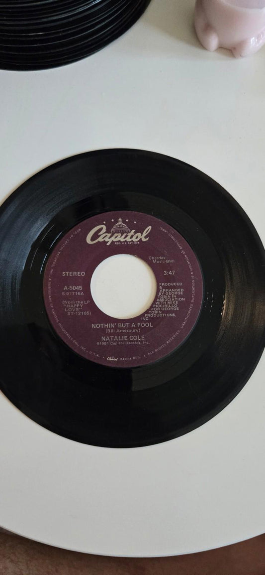 7" Vinyl LP 45 Rpm, The Joke Is On You, Nothin' But a Fool, Natalie Cole