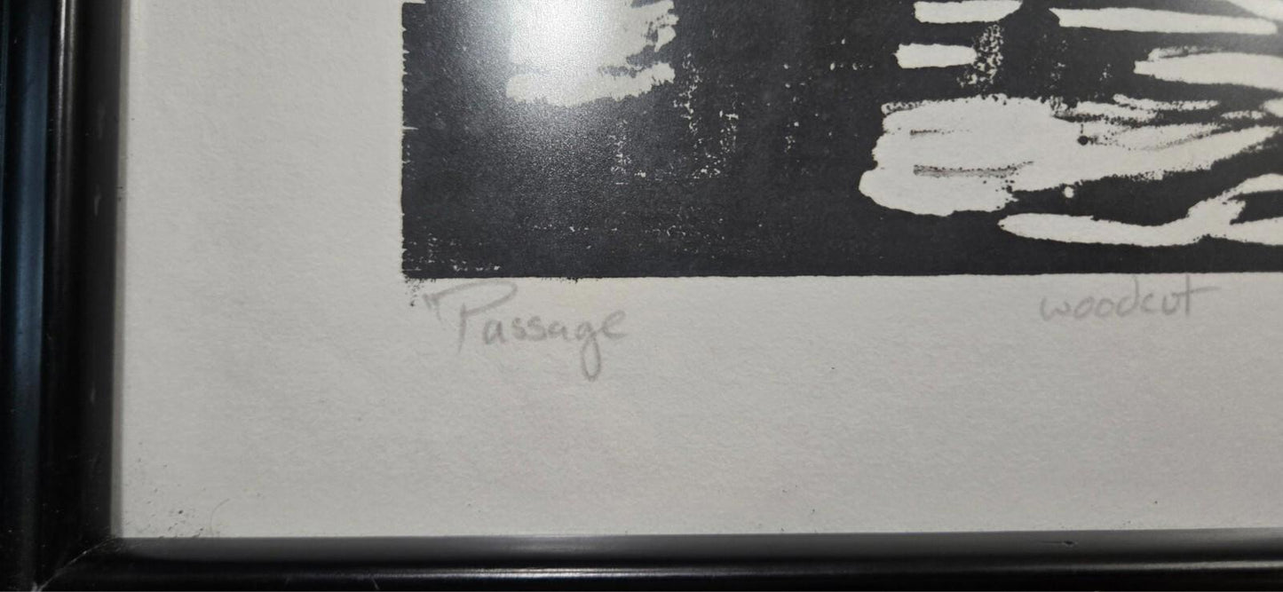 Black and White Woodcut Print 10 of 40 Feb. 2001 Hand Signed Carolyn Springer