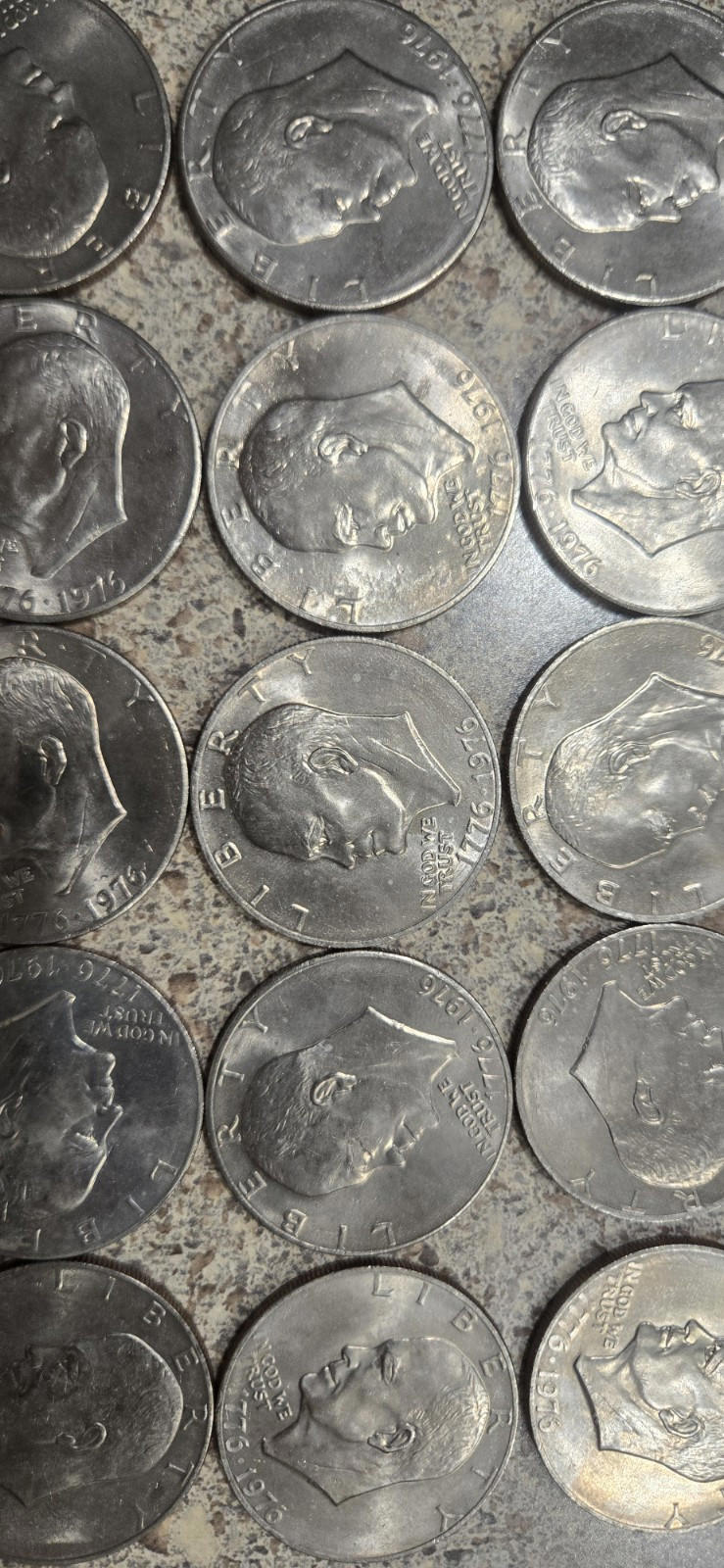 Lot of 20 Eisenhower One Dollar Coins, 1976 P & D Type 2, Circulated