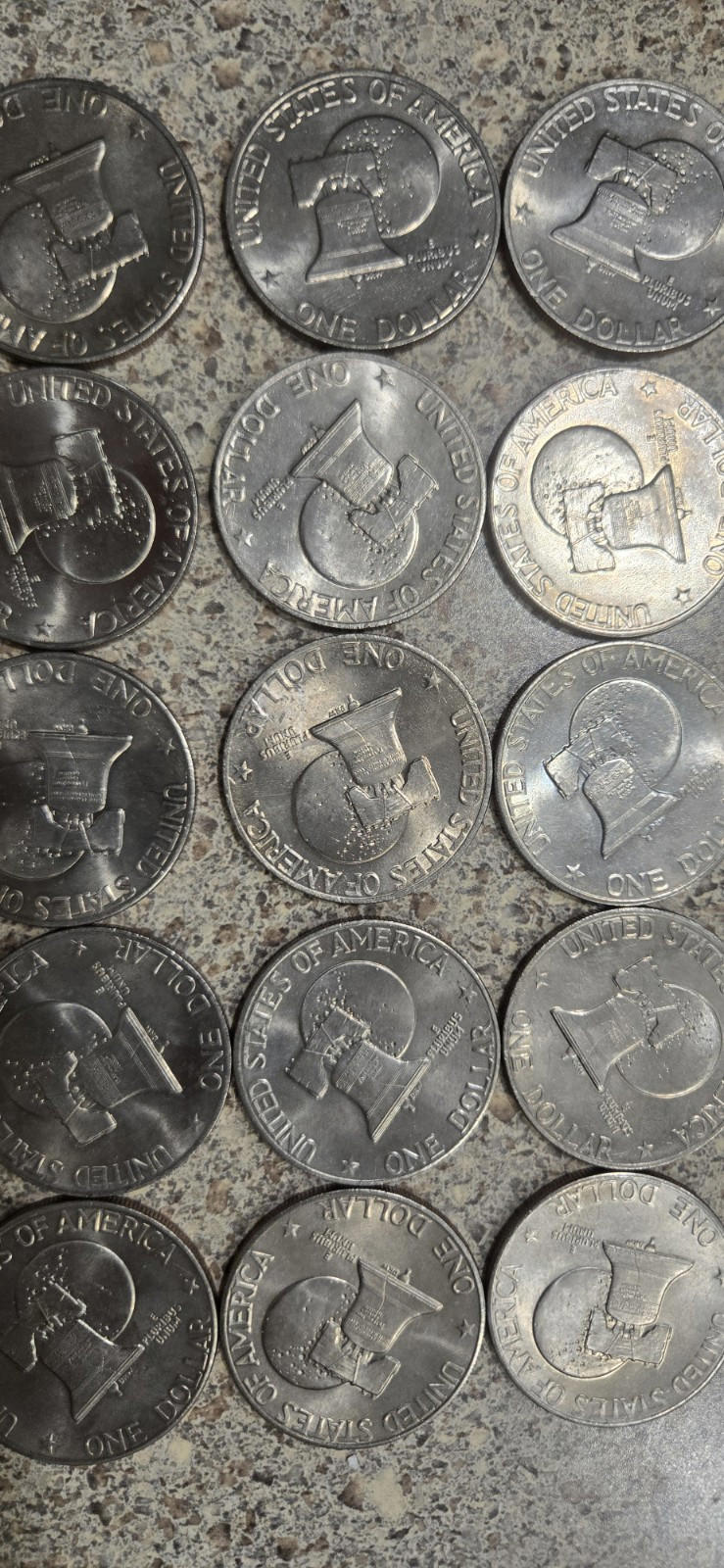 Lot of 20 Eisenhower One Dollar Coins, 1976 P & D Type 2, Circulated