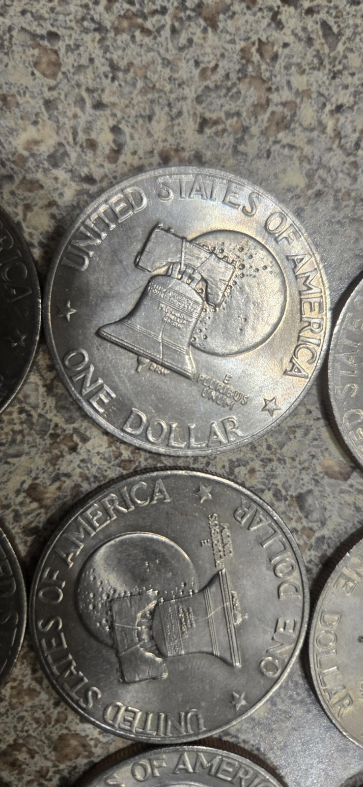 Lot of 20 Eisenhower One Dollar Coins, 1976 P & D Type 2, Circulated