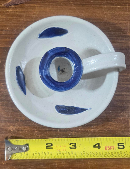 X2 Handmade Clay Painted Candle Stick Holders Williamsburg Pottery VA