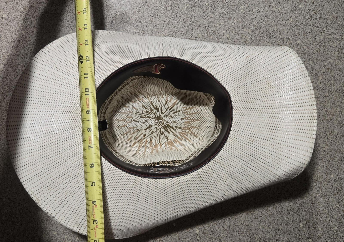 Justin Bent Rail Blaine Ivory & Brown Straw Wire Brimmed Cowboy Hat 58-7 1/4