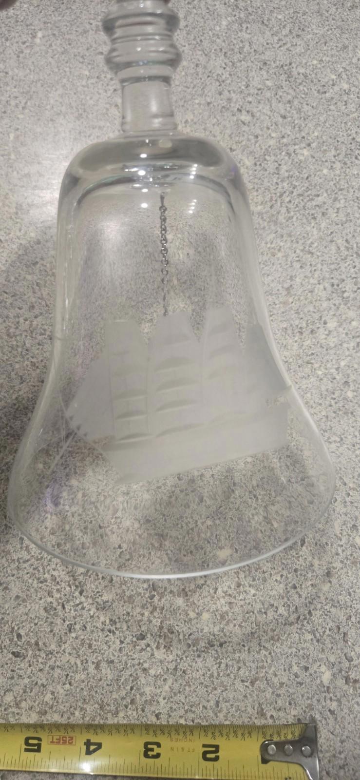 Large Maybe Crystal Bell Pirate Ship Etched Bell