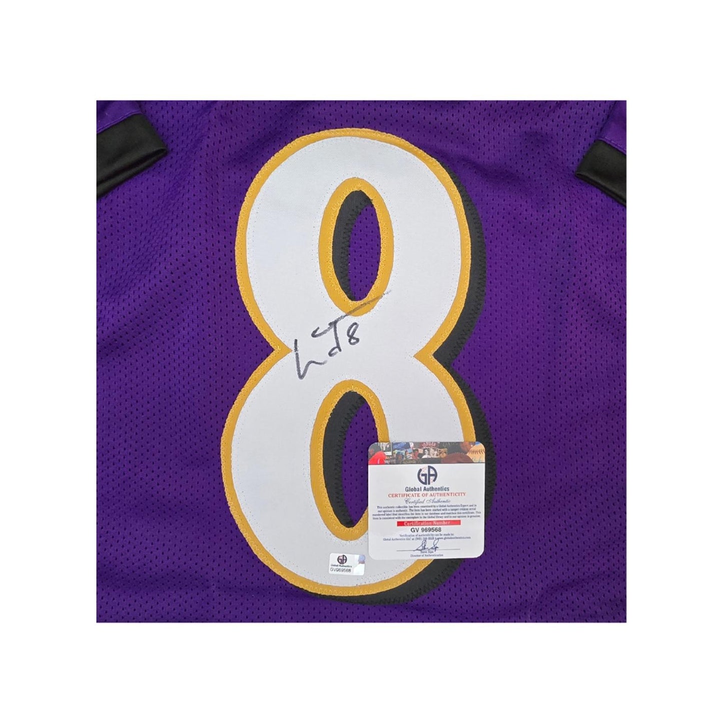 Baltimore Ravens Lamar Jackson Autographed Away Football Jersey coa