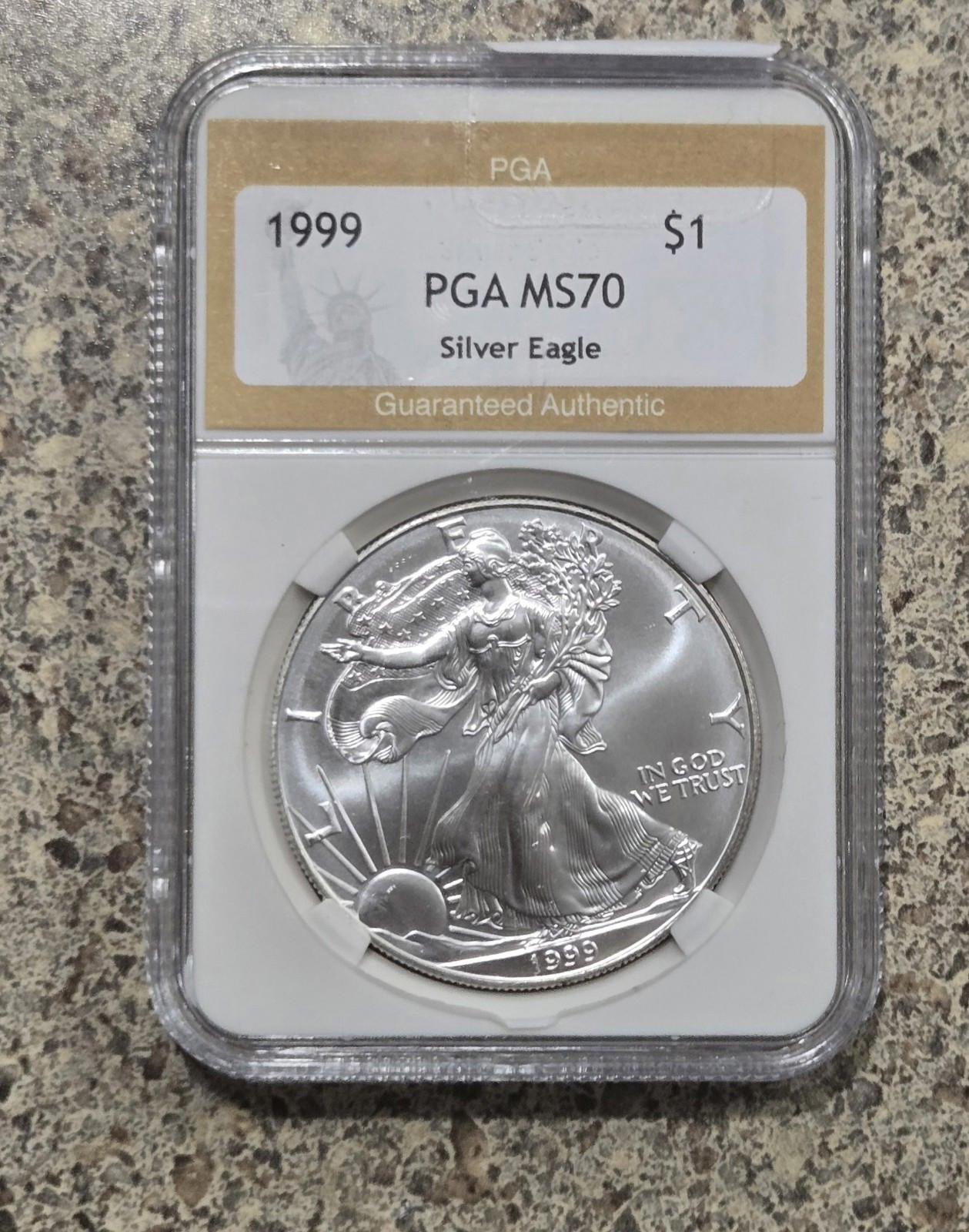 1999 $1 Silver American Eagle PGA 70 Coin Bullion Certified MS Sealed Brilliant